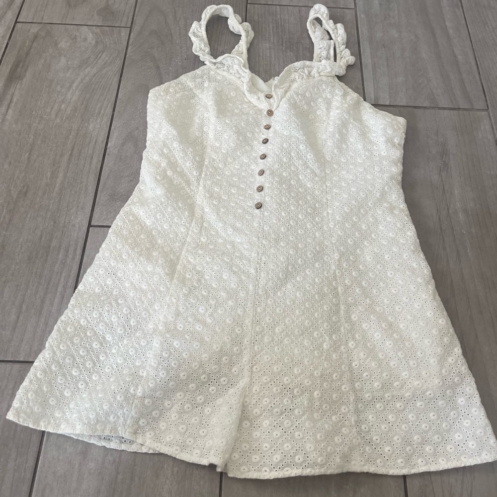 Miss me White Eyelet Sundress with Button Detail